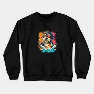 Colourful Cool Golden Doodle Dog with Sunglasses Crewneck Sweatshirt